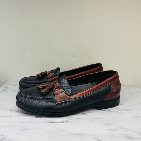 Bert Pulitzer Leather Navy Oxblood Tassel Loafer Men’s Size 8 - Picture 1 of 10